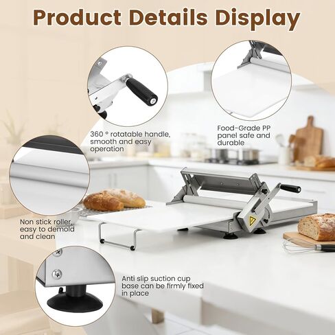 Folding Dough Sheeter 40.9"x15.5" for Bread and Pastries (2 Rolling Boards) | Manual Stainless Steel Dough Machine, Adjustable Thickness, Portable Manual Sheeter Machine in Kuwait