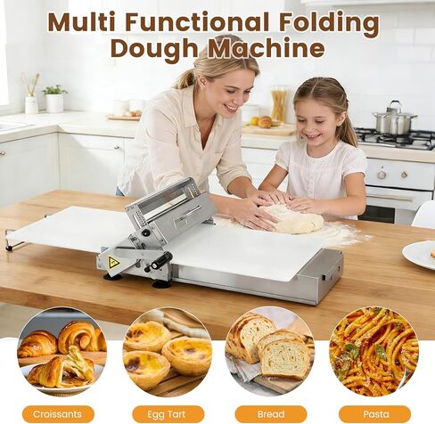 Folding Dough Sheeter 40.9"x15.5" for Bread and Pastries (2 Rolling Boards) | Manual Stainless Steel Dough Machine, Adjustable Thickness, Portable Manual Sheeter Machine in Kuwait