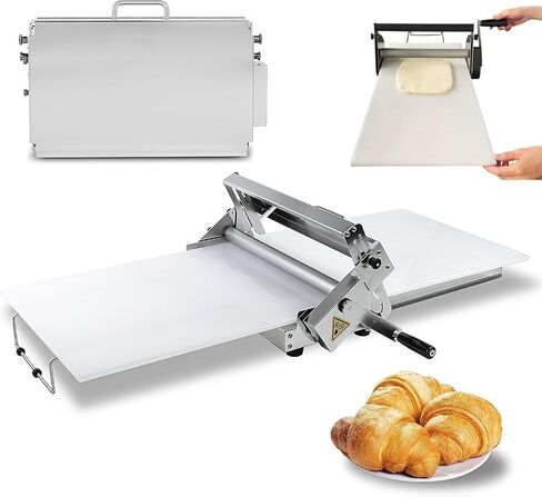 Commercial Dough Sheeter Machine, Reversible Puff Pastry Sheeter and Fondant Roller, Manual Dough Roller, Adjustable Thickness 0-25mm, Folding Dough Sheeter for Bakeries, Pastries,90 * 40cm in Kuwait