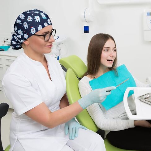 Honoson 6 قطعة قبعات الممرضات للنساء فرك الأسنان قبعات النساء طبيب الأسنان التمريض القبعات قابل للتعديل منتفخ ممرضة قبعة ذيل حصان عمامة in Kuwait