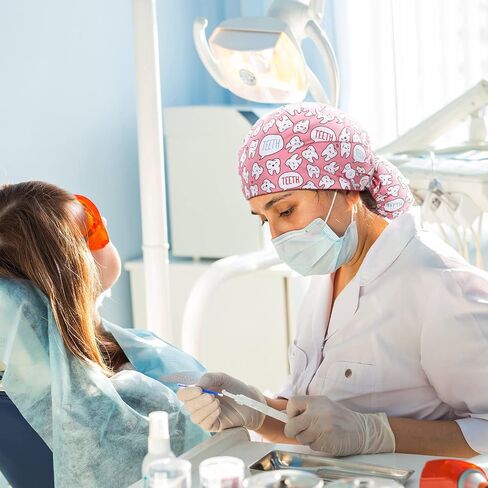 Honoson 6 قطعة قبعات الممرضات للنساء فرك الأسنان قبعات النساء طبيب الأسنان التمريض القبعات قابل للتعديل منتفخ ممرضة قبعة ذيل حصان عمامة in Kuwait