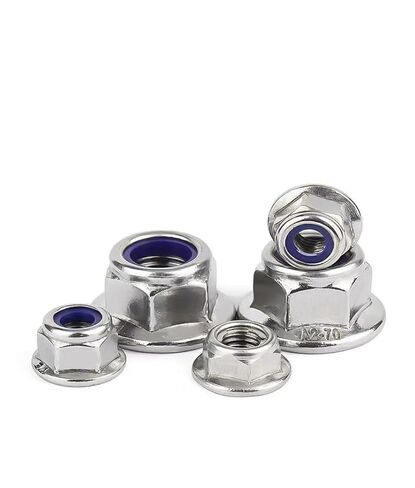 DIN6926 304/316 Stainless Steel Hexagonal Flange Nut with A Non-Slip Mat Nylon Locking M3-M12(316ss,M5 (50Pcs)) in Kuwait