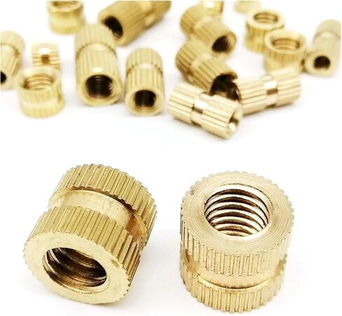 Solid Brass Copper Thread Injection Molding Knurl Embedded Insert Nut(Length 10mm,25pcs M4 (OD 5.2mm)) in Saudi Arabia