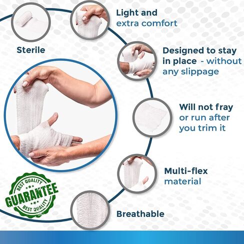 12 Sterile Cotton Gauze Rolls, -6 ply- 4 Inches X 12 feet -Extra Absorbency Medical Grade Wound Care Dressing in Kuwait