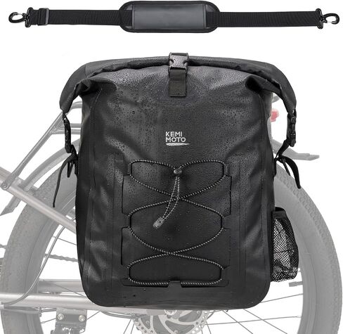 KEMIMOTO Bike Pannier Waterproof 2-Pack, 60L Bicycle Saddle Bag for Rear Rack, Side Storage Bag with Laptop Compartment & Reflective, PVC Air-Tight Material – Commuting Touring Grocery Shoulder Carry in Kuwait
