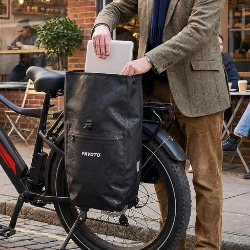 حقيبة دراجة Favoto Panniers مقاومة للماء - سعة كبيرة 56 لتر للرف الخلفي، حقائب سرج لحمل الدراجات شديدة التحمل مع أبازيم سريعة الفك للتنقل والتجول ورحلات البقالة in Kuwait