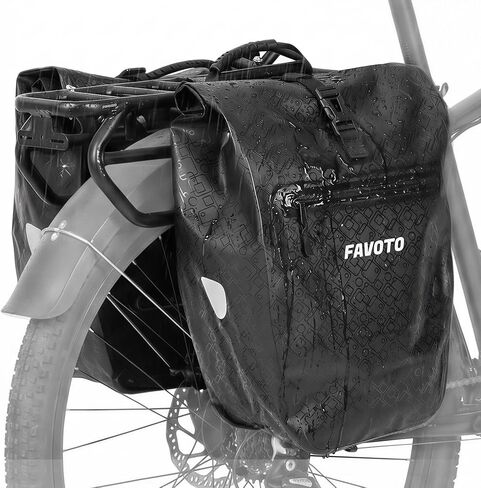 حقيبة دراجة Favoto Panniers مقاومة للماء - سعة كبيرة 56 لتر للرف الخلفي، حقائب سرج لحمل الدراجات شديدة التحمل مع أبازيم سريعة الفك للتنقل والتجول ورحلات البقالة in Kuwait