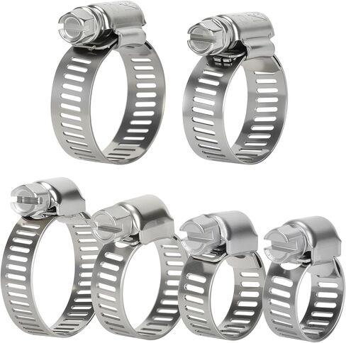 90 Pack 6 Sizes Hose Clamps Assortment, 304 Stainless Steel Hose Clamps Kit 1/4"- 1-1/4"(6-32mm), Worm Gear Hose Clamps Set for Plumbing, Automotive and Mechanical Applications in Saudi Arabia