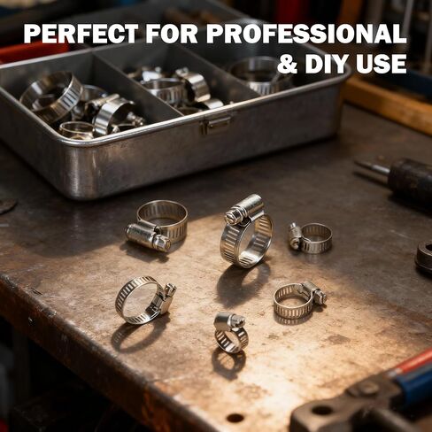 90 Pack 6 Sizes Hose Clamps Assortment, 304 Stainless Steel Hose Clamps Kit 1/4"- 1-1/4"(6-32mm), Worm Gear Hose Clamps Set for Plumbing, Automotive and Mechanical Applications in Saudi Arabia