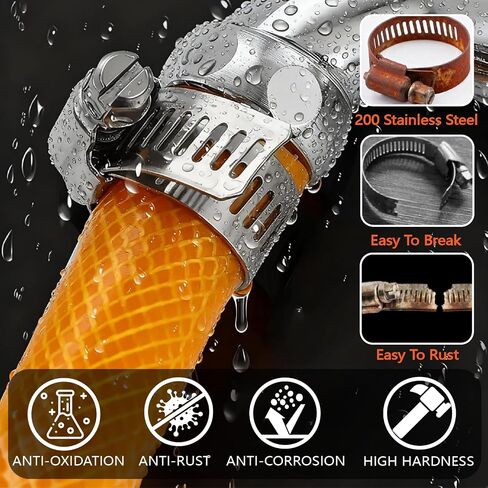 185Pcs Hose Clamps 304 Stainless Steel Assortment Kit,Adjustable 1/4"-2"(6-51mm) Worm Gear Hose Clamp For Fuel Line,Pipeline,Automotive,Radiator Plumbing,Industry,Garden in Kuwait