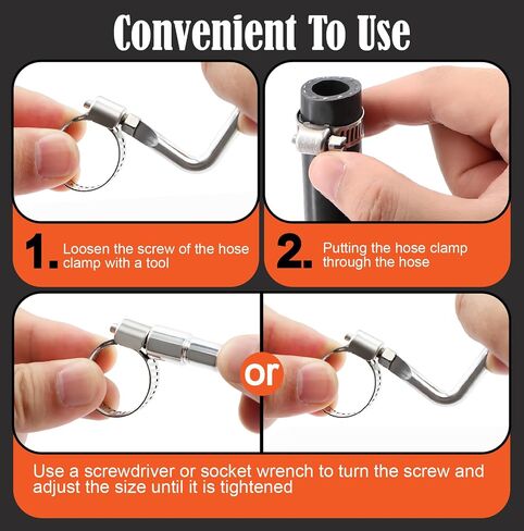 185Pcs Hose Clamps 304 Stainless Steel Assortment Kit,Adjustable 1/4"-2"(6-51mm) Worm Gear Hose Clamp For Fuel Line,Pipeline,Automotive,Radiator Plumbing,Industry,Garden in Kuwait