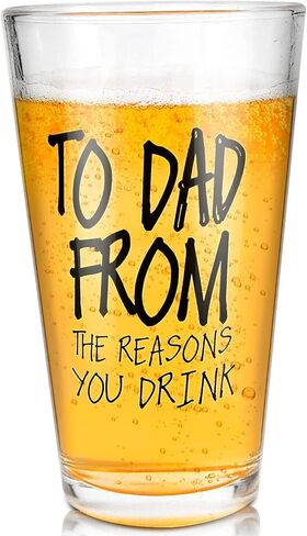 Ulrhpc Dad Gifts from Daughter Christmas Stocking Stuffers 16 OZ Beer Glass | Birthday Anniversary Retirement Fathers Day Valentines Day Gifts for Husband Dad Grandpa Funny Beer Glasses in Kuwait