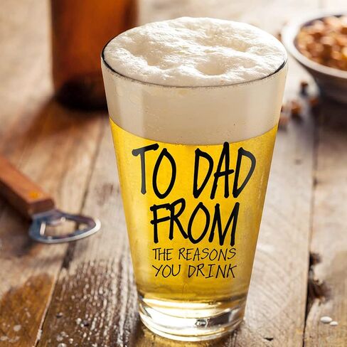 Ulrhpc Dad Gifts from Daughter Christmas Stocking Stuffers 16 OZ Beer Glass | Birthday Anniversary Retirement Fathers Day Valentines Day Gifts for Husband Dad Grandpa Funny Beer Glasses in Kuwait