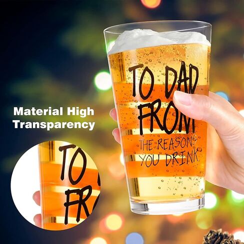 Ulrhpc Dad Gifts from Daughter Christmas Stocking Stuffers 16 OZ Beer Glass | Birthday Anniversary Retirement Fathers Day Valentines Day Gifts for Husband Dad Grandpa Funny Beer Glasses in Kuwait
