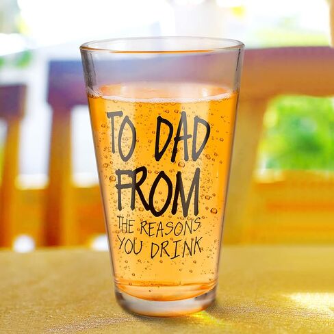 Ulrhpc Dad Gifts from Daughter Christmas Stocking Stuffers 16 OZ Beer Glass | Birthday Anniversary Retirement Fathers Day Valentines Day Gifts for Husband Dad Grandpa Funny Beer Glasses in Kuwait