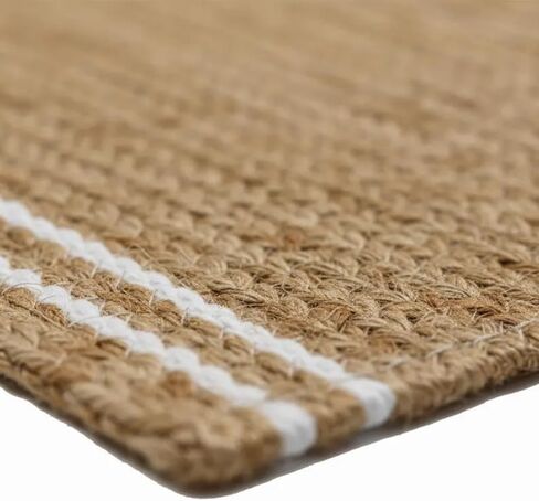 Jute Braided Placemat in Beige with White Straps – Decorative Table Mat for Kitchen, Dining Table, Restaurants & Housewarming Gift 20X60 Inches in Kuwait