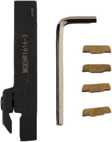 MGEHR1616-3 CNC Grooving Cut-Off Tool Holder, 16mm Shank, 4 PCS MGMN300 Carbide Inserts, Indexable Parting Tool for Steel, with Wrench in Saudi Arabia