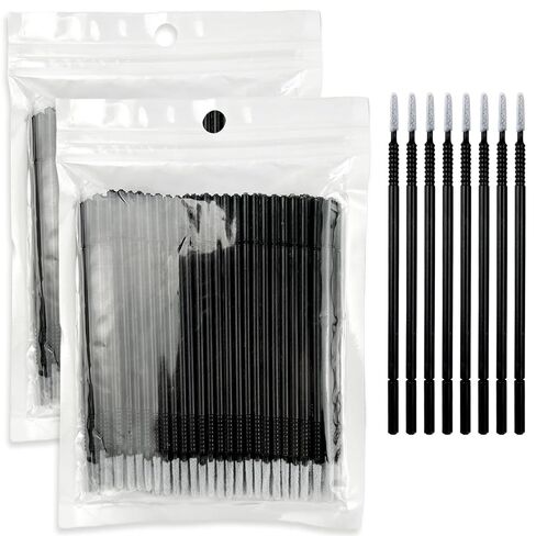 200PCS Disposable Micro Applicator Brushes – Mini Precision Swabs for Eyelash Extensions, Glue Removal, Makeup, Nail Art & Cleaning (Black) in Kuwait