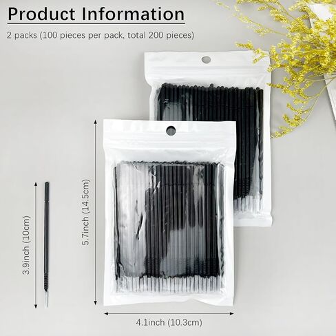 200PCS Disposable Micro Applicator Brushes – Mini Precision Swabs for Eyelash Extensions, Glue Removal, Makeup, Nail Art & Cleaning (Black) in Kuwait
