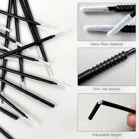 200PCS Disposable Micro Applicator Brushes – Mini Precision Swabs for Eyelash Extensions, Glue Removal, Makeup, Nail Art & Cleaning (Black) in Kuwait