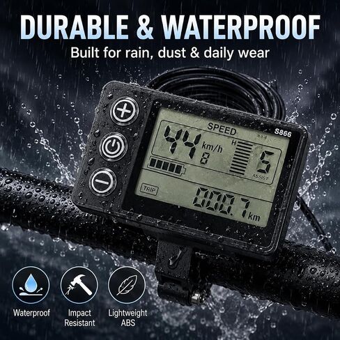شاشة عرض LCD متوافقة مع الدراجة الإلكترونية Ridstar Q20 H20 H26 Pro | عداد سرعة الدراجة الكهربائية بإضاءة خلفية| مادة ABS مقاومة للماء in Kuwait