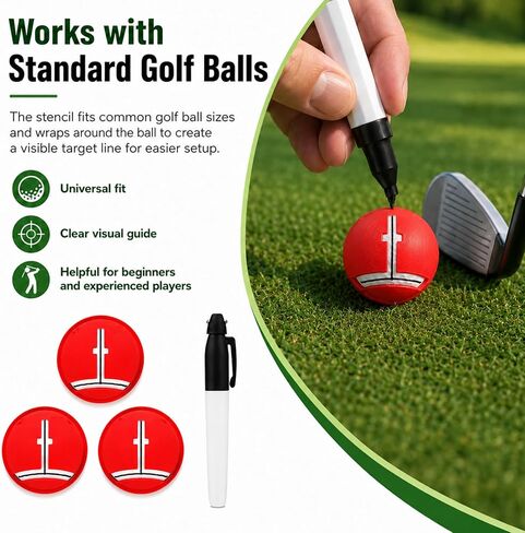 Impact Ball Liner Golf,Golf Ball Marker with Marking Pen,3Pack Plastic Golf Ball Marker Stencil for Improved Putting Accuracy Usga Legal Training Aid,Fits All Balls. in Kuwait