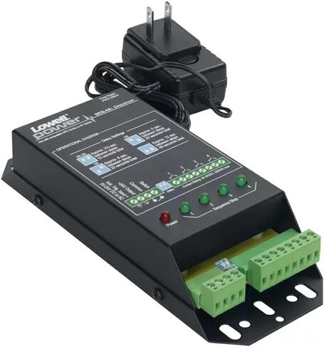 Lowell SEQ-4A Power Sequencer, 4 Step, 4 Delayed Closure Circuits Activate in Sequential Order (1, 2, 3, 4) and Deactivate in Reverse Order (4, 3, 2,1), LED Status Indicators in Kuwait