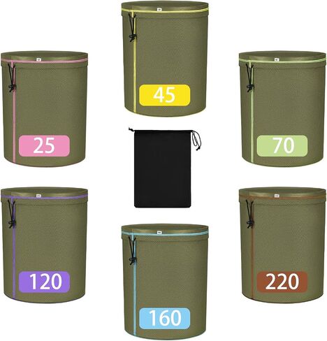5-Gallon Filter Bags（6-Pack） with Anti-Slip Grip Buckets - Reusable All-Mesh Storage Bags with Top Opening for Hydroponics, Gardening, Brewing - Enhanced Non-Slip Dots for Secure Hold in Kuwait