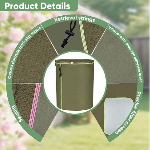 5-Gallon Filter Bags（6-Pack） with Anti-Slip Grip Buckets - Reusable All-Mesh Storage Bags with Top Opening for Hydroponics, Gardening, Brewing - Enhanced Non-Slip Dots for Secure Hold in Kuwait