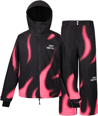 Snow Suits Women Ski Jacket and Pants Set Waterproof Snowboarding Winter Sports Pink Fire in Kuwait