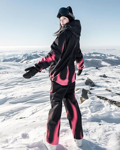Snow Suits Women Ski Jacket and Pants Set Waterproof Snowboarding Winter Sports Pink Fire in Kuwait