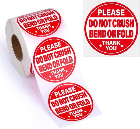 500pcs Do Not Crush Bend or Fold Sticker Roll, 2" Diameter Stickers for Shipping Handling in Kuwait
