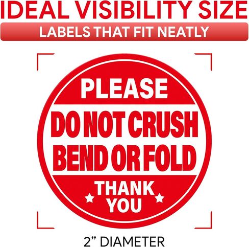 500pcs Do Not Crush Bend or Fold Sticker Roll, 2" Diameter Stickers for Shipping Handling in Kuwait