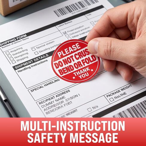 500pcs Do Not Crush Bend or Fold Sticker Roll, 2" Diameter Stickers for Shipping Handling in Kuwait