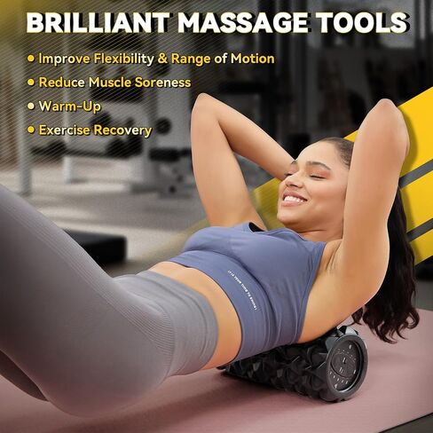 Vibrating Foam Roller, High Density Massage Roller for Back Pain Relief & Muscle Recovery and Physical Therapy, 5-Speed Rechargeable Exercise Roller, 2 Modes in Kuwait