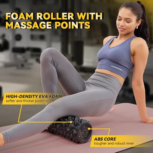 Vibrating Foam Roller, High Density Massage Roller for Back Pain Relief & Muscle Recovery and Physical Therapy, 5-Speed Rechargeable Exercise Roller, 2 Modes in Kuwait