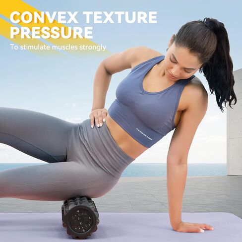 Vibrating Foam Roller, High Density Massage Roller for Back Pain Relief & Muscle Recovery and Physical Therapy, 5-Speed Rechargeable Exercise Roller, 2 Modes in Kuwait