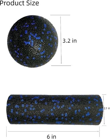 Mini Foam Roller and Massage Ball Set, 6-Inch Small Foam Roller & 3.2-Inch Ball for Travel, Back, Legs, and Muscle Recovery in Kuwait