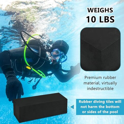2 PCS 10 Lbs Diving Brick Rubber Swimming Pool Dive Brick Safety Water Brick Diving Weight for Rescue&Strength Training Rectangular Dive Weight for Lifesaver Equipment Summer Swimming Safety Accessory in Kuwait