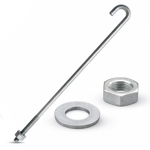 مرساة خرسانة J-Bolt مجلفنة مقاس 3/4 بوصة × 24 بوصة (تشمل الجوز والغسالة) - حقيبة رملية (3/4 بوصة × 24 بوصة، 20، عدد) in Kuwait