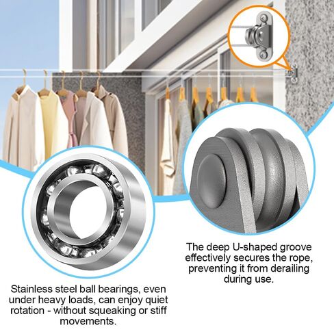 Small Pulley Block, 4 Pack 304 Stainless Steel Pulley Wheel, Heavy Duty Silent Metal Pulley Wheel with Ball Bearings and Mounting Screws for Rope, Sun Shade Sails, Material Handling & Moving in Kuwait