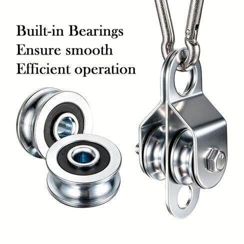 Double Pulley System Kit Heavy Duty Pulley Wheel, Pulley Block with 32ft Nylon Rope, Hooks, Ideal for Lifting, DIY Projects, and Clothesline 2Pack in Kuwait