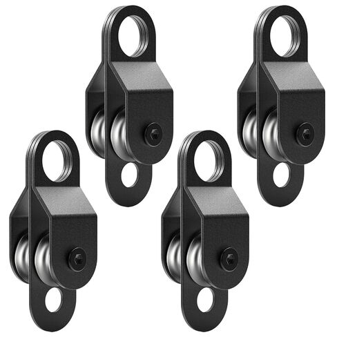 2Pcs Black Double Pulley Block Small Snatch Cable with Ball Bearings Inside, Pulley Wheel for 0.23Inch/ 6mm Wire Rope Cable, Load 132 Lb in Kuwait