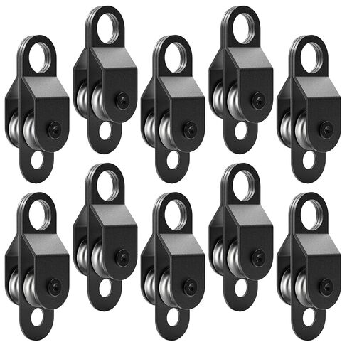 2Pcs Black Double Pulley Block Small Snatch Cable with Ball Bearings Inside, Pulley Wheel for 0.23Inch/ 6mm Wire Rope Cable, Load 132 Lb in Saudi Arabia