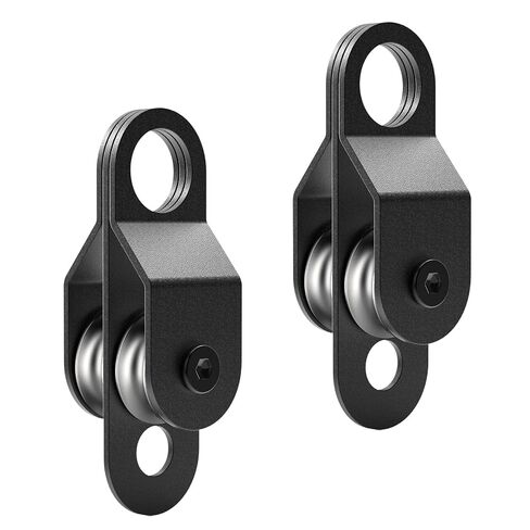 2Pcs Black Double Pulley Block Small Snatch Cable with Ball Bearings Inside, Pulley Wheel for 0.23Inch/ 6mm Wire Rope Cable, Load 132 Lb in Saudi Arabia
