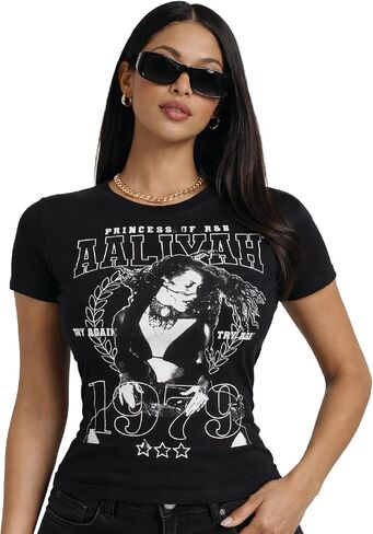 Womens T Shirts - Soft Lightweight Crewneck Graphic Tees - Casual Short Sleeve Top (Sizes: S-XL) in Kuwait