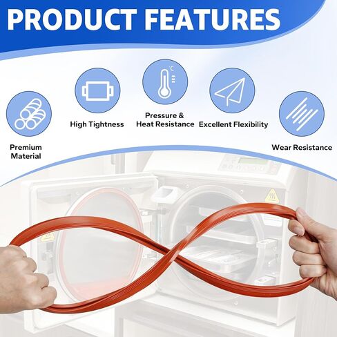 M11 Door Gasket Kit for Midmark M11 & M11D Ultraclave Steam Sterilizers - Replacement Parts #002-0504-00 & #053-0527-00 - Includes Door Gasket, Dam Gasket, Support Wires Silicone Seal Set in Kuwait