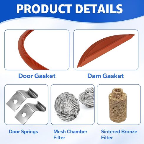 M11 Door Gasket Kit for Midmark M11 & M11D Ultraclave Steam Sterilizers - Replacement Parts #002-0504-00 & #053-0527-00 - Includes Door Gasket, Dam Gasket, Support Wires Silicone Seal Set in Kuwait
