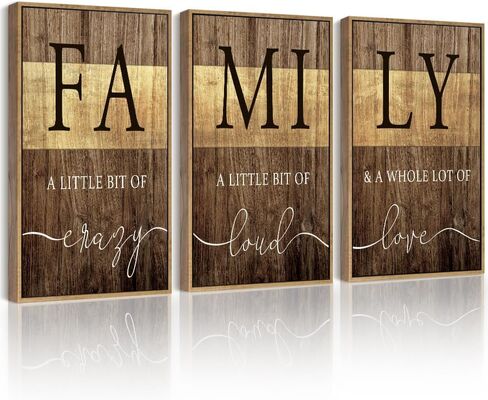 Drsoum Home Family Wall Decor Farmhouse Sign Wall Hanging Decor Rustic Netural Quotes Prints Artwork for Home Dining Room Kitchen 11x14in Natural Framed in Kuwait