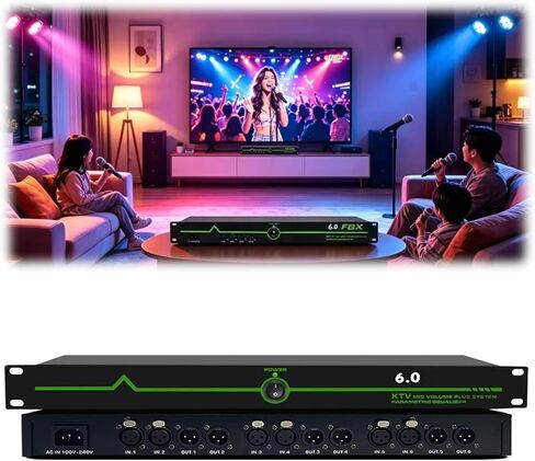 RQG Professional Feedback Suppressor, 6-in and 6-Out Microphone Anti-Howl Feedback Eliminator, 5-Level Digital Anti-Squealing, 12 Segments High Fidelity Retention, Perfect Sound Effects（Green） in Saudi Arabia